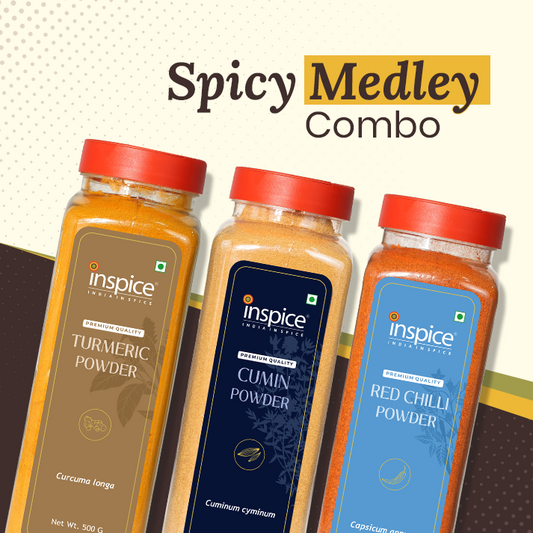 Spicy Medley Combo – Turmeric 500g + Cumin 550g + Red Chilli 500g
