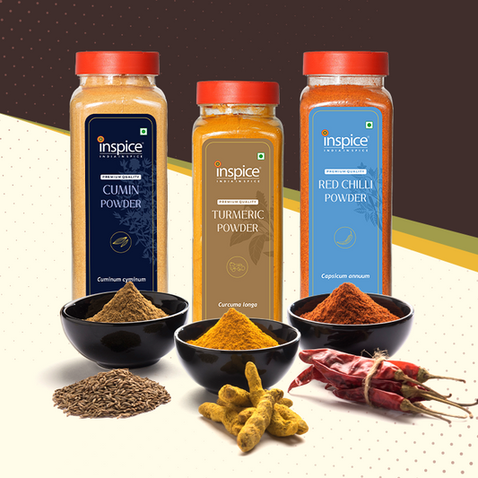 Spicy Medley Combo – Turmeric 500g + Cumin 550g + Red Chilli 500g