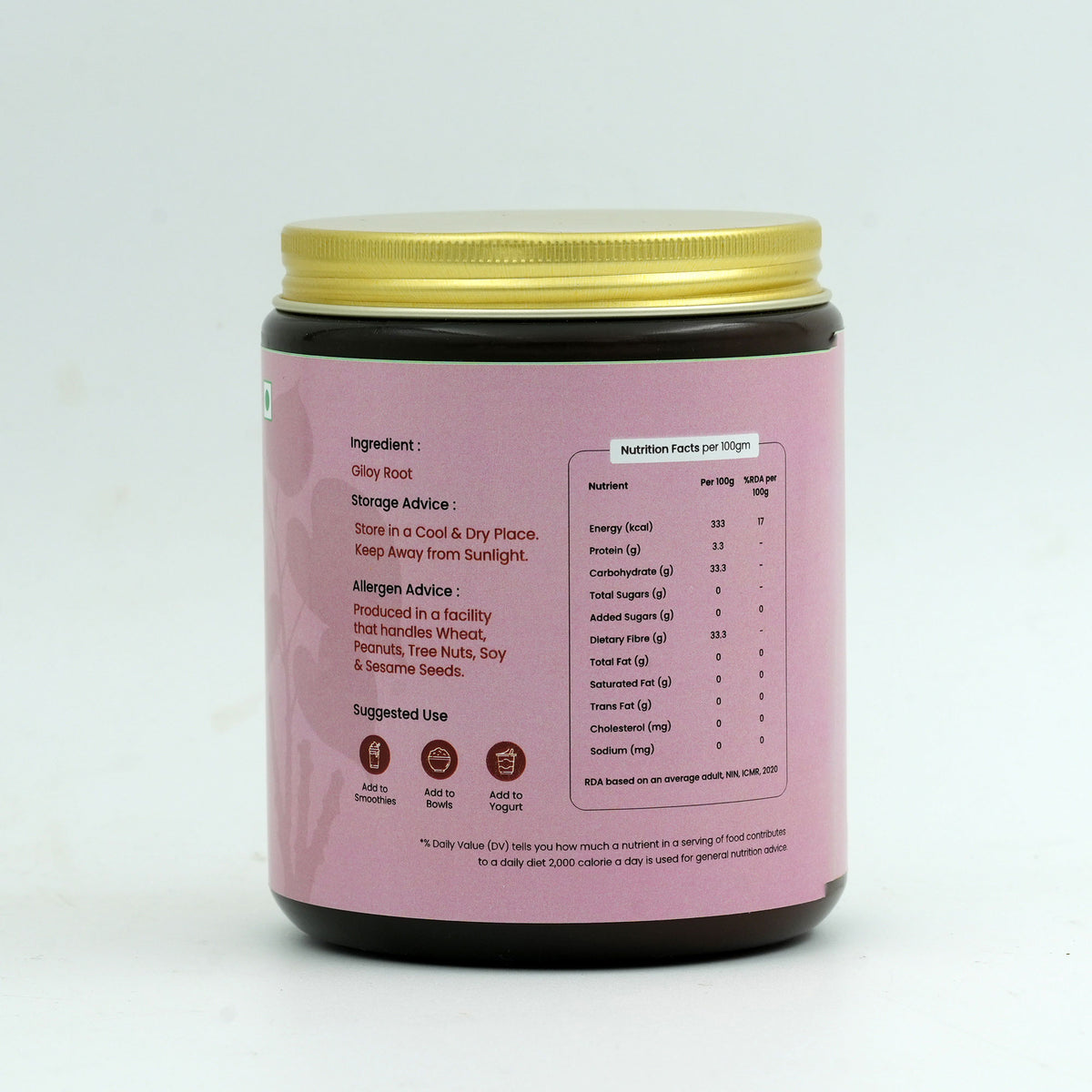 Inspice Giloy Powder – back side with product information