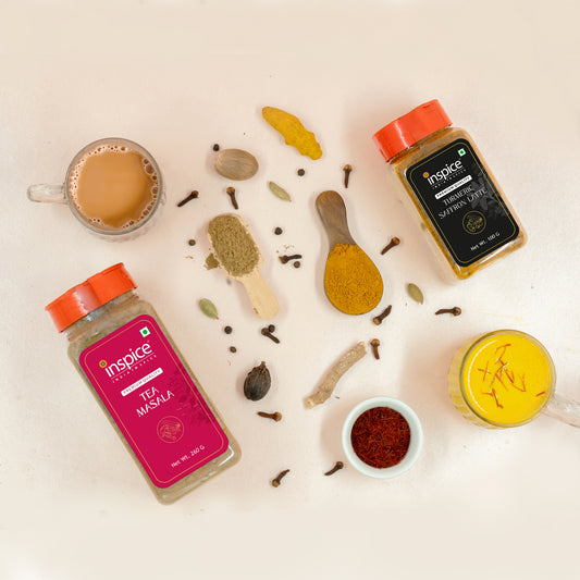 Inspice Healthy Blends Combo – Tea Masala and Turmeric Saffron Latte packs